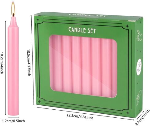 Taper Candles Unscented Taper Candles for Christmas,Household, Wedding, Rituals, Prayer, Birthdays, Meditation, Altar,Party and Home Décor Candlesticks (Pink-4" 20). in Kuwait