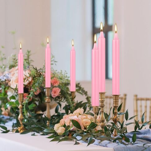Taper Candles Unscented Taper Candles for Christmas,Household, Wedding, Rituals, Prayer, Birthdays, Meditation, Altar,Party and Home Décor Candlesticks (Pink-4" 20). in Kuwait