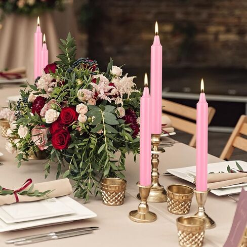 Taper Candles Unscented Taper Candles for Christmas,Household, Wedding, Rituals, Prayer, Birthdays, Meditation, Altar,Party and Home Décor Candlesticks (Pink-4" 20). in Kuwait
