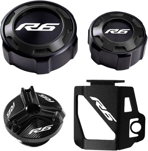 Front And Rear Brake Fuel Tank Cap And Filler Cap Protection Accessories Compatible With R6 YZF R6 YZF-R6 2010-2020 2021 2022(Four black) in Saudi Arabia