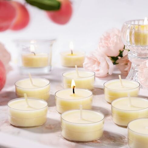 شموع شمع العسل المعطرة بالفانيليا - 16 عبوة، حرق لمدة 4 ساعات، أضواء شاي الصويا وشمع العسل الطبيعي، شموع شاي صغيرة معطرة غير سامة للمنزل، العلاج بالروائح والأجواء in Kuwait