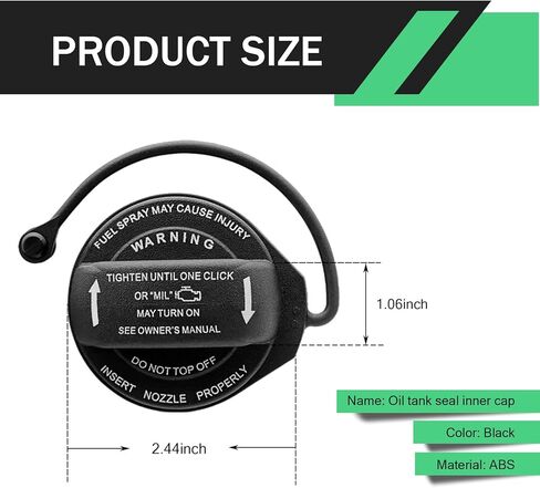 SLIMI 1 PC Car Fuel Cap, Fuel Tank Sealing Inner Cover, Tight-fitting Leak-proof Petrol Tank Cap, OEM #5C0201550T, 5Q0201550L, Compatible with Volkswagen Audi Model (Black) in Kuwait