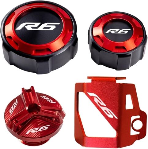 Front And Rear Brake Fuel Tank Cap And Filler Cap Protection Accessories Compatible With R6 YZF R6 YZF-R6 2010-2020 2021 2022(Four black) in Saudi Arabia