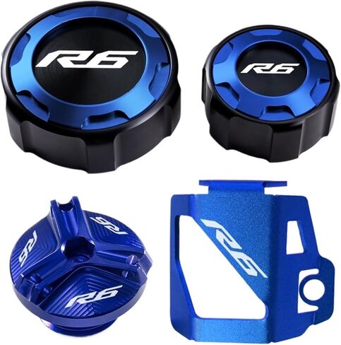 Front And Rear Brake Fuel Tank Cap And Filler Cap Protection Accessories Compatible With R6 YZF R6 YZF-R6 2010-2020 2021 2022(Four black) in Saudi Arabia