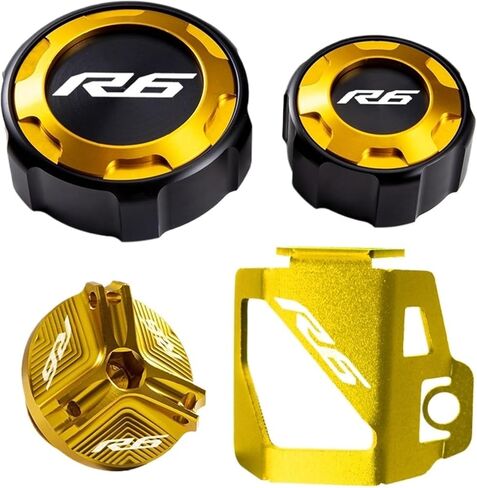 Front And Rear Brake Fuel Tank Cap And Filler Cap Protection Accessories Compatible With R6 YZF R6 YZF-R6 2010-2020 2021 2022(Four black) in Saudi Arabia