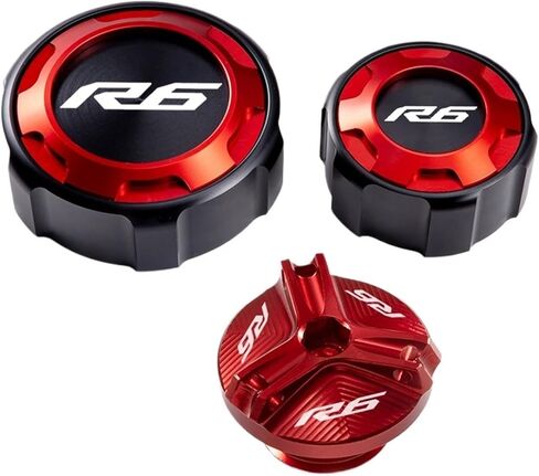 Front And Rear Brake Fuel Tank Cap And Filler Cap Protection Accessories Compatible With R6 YZF R6 YZF-R6 2010-2020 2021 2022(Four black) in Saudi Arabia