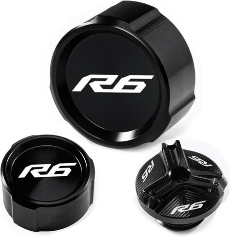 Front And Rear Brake Fuel Tank Cap And Filler Cap Protection Accessories Compatible With R6 YZF R6 YZF-R6 2010-2020 2021 2022(Four black) in Saudi Arabia
