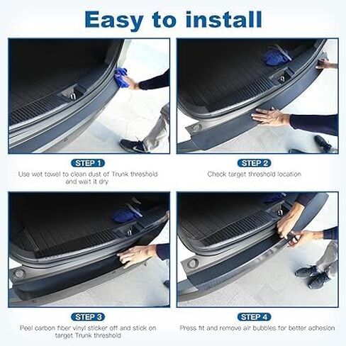 Rear Bumper Guard for Sedans & Compact Cars, 35.4" x 2.7" Low-Profile Anti-Scratch Film, Carbon Fiber Leather Texture, Universal Fit Adhesive Install in Saudi Arabia