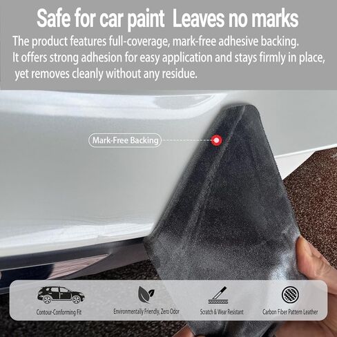 Rear Bumper Guard for Sedans & Compact Cars, 35.4" x 2.7" Low-Profile Anti-Scratch Film, Carbon Fiber Leather Texture, Universal Fit Adhesive Install in Saudi Arabia