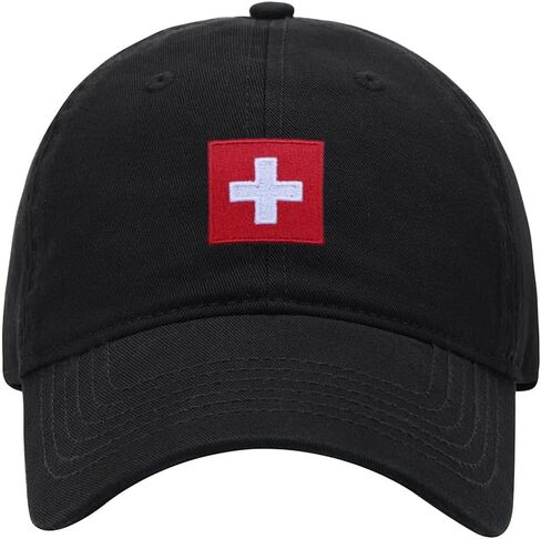 Baseball Cap for Men Women Swiss Flag Embroidered Washed Cotton Dad Hat Baseball Caps in Saudi Arabia