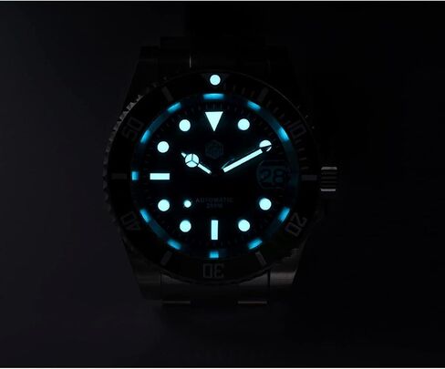 San Martin Diver Ghost Luxury Watch Sapphire Crystal Men Automatic Mechanical Watches Ceramic Bezel 20Bar Luminous dial with Date Window (Blue) in Kuwait