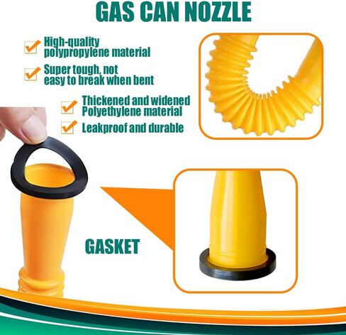 Gas Can Spout Replacement, Anti-Spill Design Gas Can Nozzle Replacement Kit, Gas Can Vent Caps with Flexible Nozzle, Car Accessories Fuel Gas Vent Set Fit for Most 1/2/5/10 Gal Oil Cans in Saudi Arabia