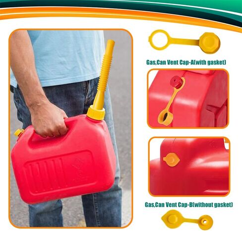 Gas Can Spout Replacement, Anti-Spill Design Gas Can Nozzle Replacement Kit, Gas Can Vent Caps with Flexible Nozzle, Car Accessories Fuel Gas Vent Set Fit for Most 1/2/5/10 Gal Oil Cans in Saudi Arabia