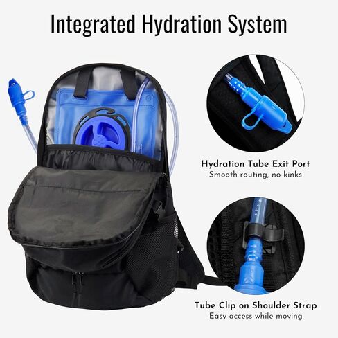 20L Hydration Backpack with 3L Water Bladder Water Backpack for Hiking Hydration Pack Insulated Daypack for Commuting Black in Saudi Arabia