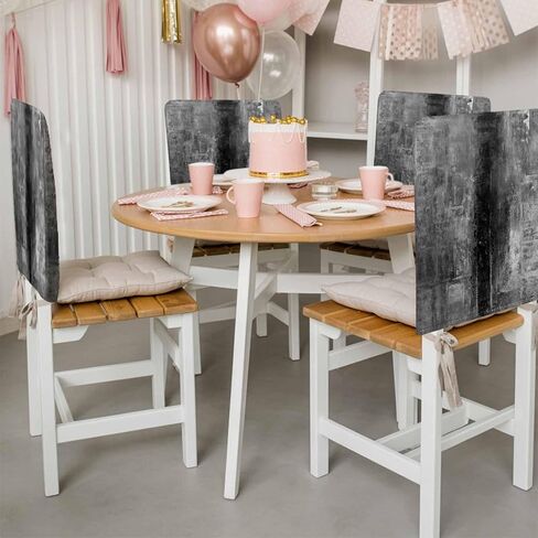 4 Packs Black Grey Painted Dining Chair Back Cover, Decorative Kitchen Dinner Chair Seat Covers Washable Chair Slip Covers,Slipcovers Protect for Dinning Room Abstract Contemporary Smear Graffiti Art in Kuwait