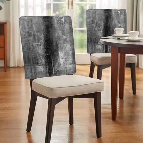 4 Packs Black Grey Painted Dining Chair Back Cover, Decorative Kitchen Dinner Chair Seat Covers Washable Chair Slip Covers,Slipcovers Protect for Dinning Room Abstract Contemporary Smear Graffiti Art in Kuwait