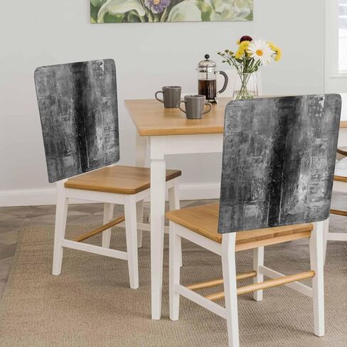 4 Packs Black Grey Painted Dining Chair Back Cover, Decorative Kitchen Dinner Chair Seat Covers Washable Chair Slip Covers,Slipcovers Protect for Dinning Room Abstract Contemporary Smear Graffiti Art in Kuwait