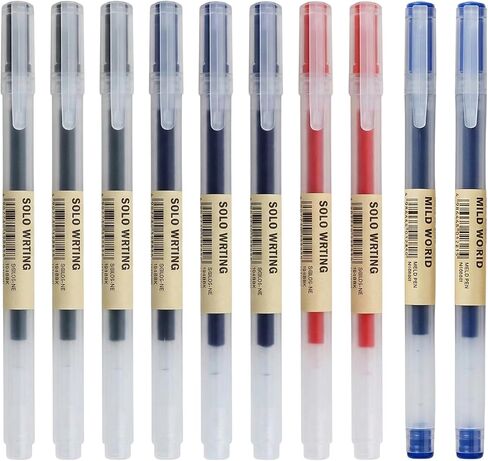 Smooth Gel Ink Ballpoint Pen Knock Type Retractable 10-Pieces Set, 0.5 mm Nib Size, Black in Saudi Arabia