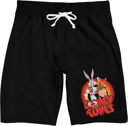 Looney Tunes Classic Characters Men's Black Drawstring Sleep Pajama Shorts in Saudi Arabia