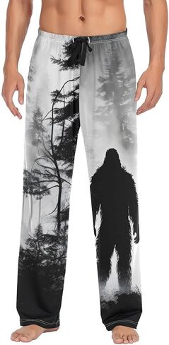 AIXIWAWA غامض Sasquatch الرجال بيجامة السراويل مريحة ملابس خاصة رجالي صالة PJ قيعان جيوب الرباط S in Kuwait