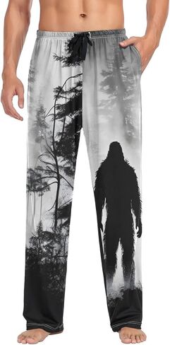 AIXIWAWA غامض Sasquatch الرجال بيجامة السراويل مريحة ملابس خاصة رجالي صالة PJ قيعان جيوب الرباط S in Kuwait