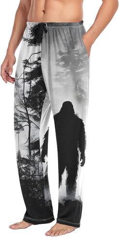 AIXIWAWA غامض Sasquatch الرجال بيجامة السراويل مريحة ملابس خاصة رجالي صالة PJ قيعان جيوب الرباط S in Kuwait
