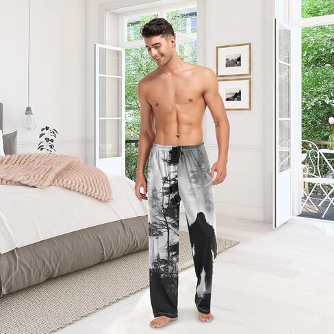 AIXIWAWA غامض Sasquatch الرجال بيجامة السراويل مريحة ملابس خاصة رجالي صالة PJ قيعان جيوب الرباط S in Kuwait