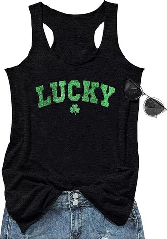LANMERTREE Watercolor St Patricks Racerback Tank Tops Cute St Patricks Four Leaf Clover Shirt Lucky Shamrock Muscle Vest in Saudi Arabia