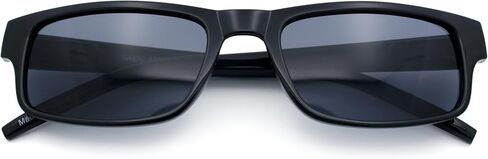 All Black Narrow Rectangular Thin Plastic Mens Minimal Mod Sunglasses in Kuwait
