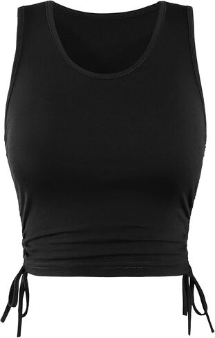 Remidoo Women's Casual Side Drawstring Cropped Tank Top Ruched Crop Tops Sleeveless Shirt in Saudi Arabia