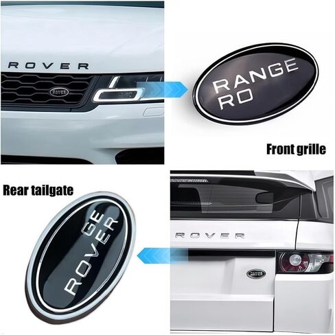 Car Front Hood Emblem and Rear Trunk Emblem Badges OEM Style Replacement Compatible with Range Rover Accessories in Kuwait