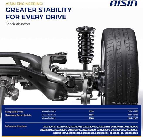 AISIN SABMB-01326 Rear Struts Shock Absorbers - Compatible with Mercedes-Benz C220 1994-1996, C230 1997-2000, C280 1994-2000 - Set of 2 in Saudi Arabia