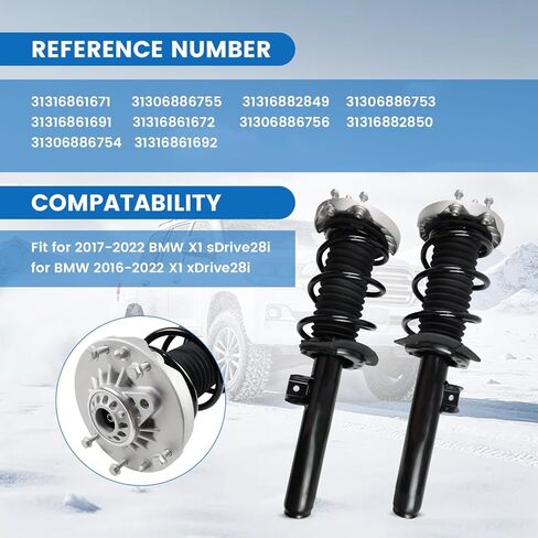 2PCS Front Shock Absorber Strut Assembly Fit for 2016-2022 BMW F48 X1 sDrive, xDrive28i, Replaces OE 31316861671, 31306886755, 31316882849 in Kuwait