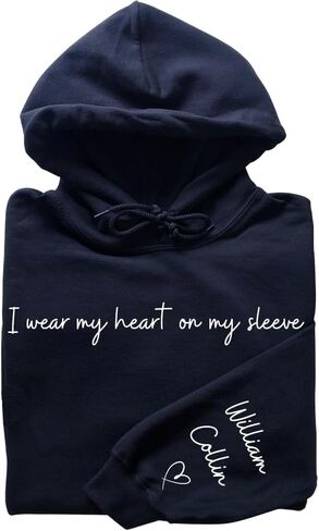Pamaheart I Wear My Heart on My Sleeve Personalised Heart Print On Sleeve Women's Grey Cotton Long Sleeve Sweatshirt, One Size, Adult, Spring, Autumn, Winter in Kuwait