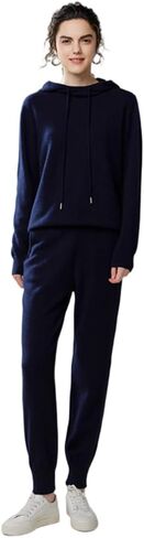 Women's Cashmere and Wool Blend Casual Knit Long Sleeve Lighweight Type Hoodie Sweater and Pants Set, 2 Pieces, in Kuwait