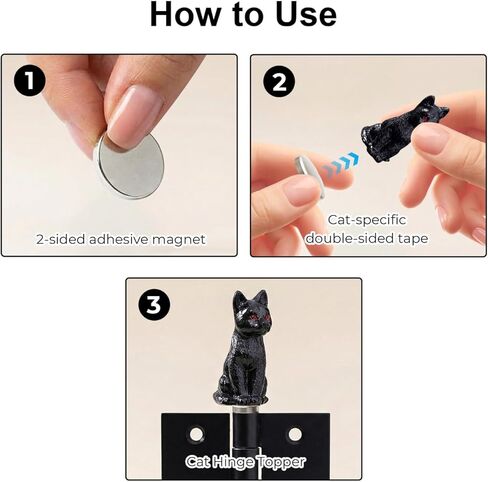 12 Pack Cat Hinge Heads Decor, Magnetic Hinge Toppers for Door, Cute Mini Animal Figurines for Hinges, Shelves, Cabinets in Kuwait