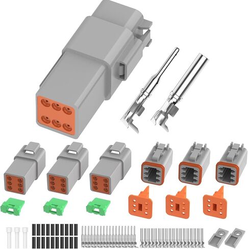 Deutsch Connector Kit, Hoodutric 2Pin Gray Waterproof Electrical Connectors with Size 16 Solid Contacts 14-20AWG Wire Sealing Plugs and Heat Shrink Tubing for Car Truck Boat-3 Sets in Kuwait