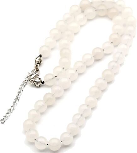 Natural Gemstone Beaded Choker Necklace | 8mm Handmade Adjustable Jewelry for Men & Women | Chakra Balancing Crystal Necklace | Spiritual Gift | Macrame Cord with Extender in Kuwait