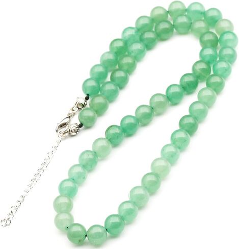Natural Gemstone Beaded Choker Necklace | 8mm Handmade Adjustable Jewelry for Men & Women | Chakra Balancing Crystal Necklace | Spiritual Gift | Macrame Cord with Extender in Saudi Arabia