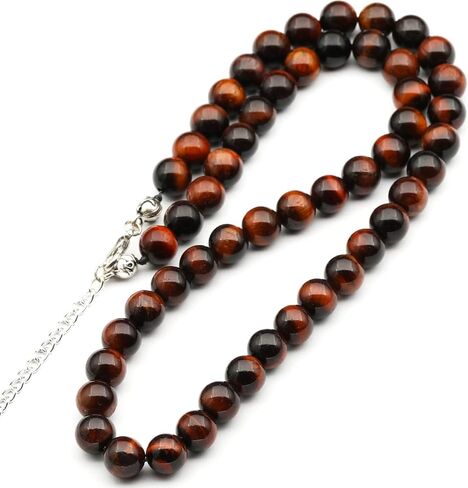 Natural Gemstone Beaded Choker Necklace | 8mm Handmade Adjustable Jewelry for Men & Women | Chakra Balancing Crystal Necklace | Spiritual Gift | Macrame Cord with Extender in Saudi Arabia