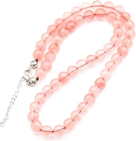 Natural Gemstone Beaded Choker Necklace | 8mm Handmade Adjustable Jewelry for Men & Women | Chakra Balancing Crystal Necklace | Spiritual Gift | Macrame Cord with Extender in Saudi Arabia