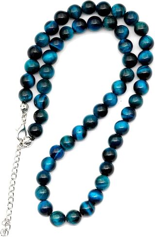 Natural Gemstone Beaded Choker Necklace | 8mm Handmade Adjustable Jewelry for Men & Women | Chakra Balancing Crystal Necklace | Spiritual Gift | Macrame Cord with Extender in Saudi Arabia
