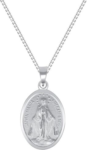 925 Sterling Silver 925 Sterling Silver The Miracle of the Miraculous Medal of Virgin Mary Pendant Charm Necklace with Box Chain in Saudi Arabia