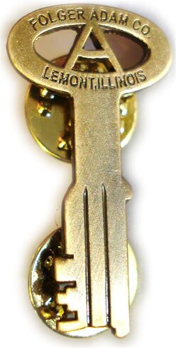 Folger Adam Co. Lemont Illinois Vintage Key Lapel Pin, Antique Gold-Tone Metal, Miniature Lapel Design in Saudi Arabia
