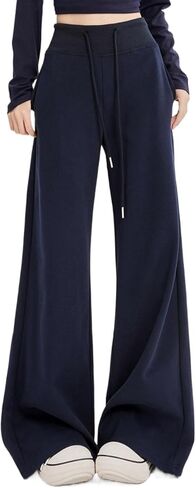 Women’s Low Rise Wide Leg Sweatpants Flared Lounge Joggers Drawstring Travel Casual Pants with Pockets in Saudi Arabia