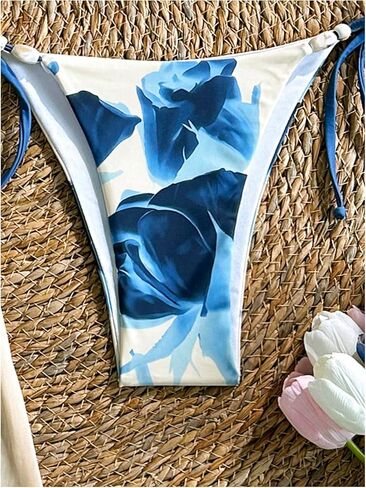 Milumia Women's 3 Piece Halter Swimsuits Floral Print Triangle Thong Bikini Set with Maxi Skirt Cover Up in Saudi Arabia