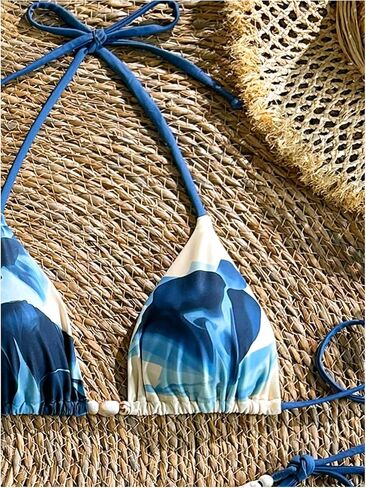 Milumia Women's 3 Piece Halter Swimsuits Floral Print Triangle Thong Bikini Set with Maxi Skirt Cover Up in Saudi Arabia