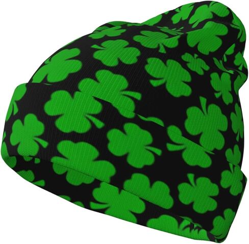 St. Patrick's Day Shamrock Irish Beanie for Men Women Winter Outdoor Warm Knitted Hat Stocking Caps in Kuwait