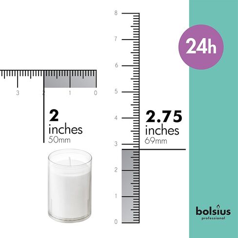 BOLSIUS 24 Hour Votive Candles - 20 Pack Restaurant Candles in Clear Unbreakable Plastic Cups - Premium European Quality - Unscented Smokeless Relight, Birthday, Party & Wedding Candles in Kuwait