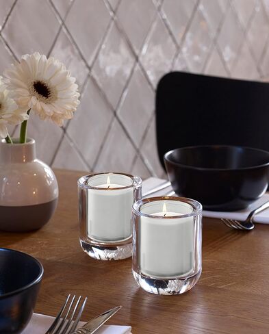 BOLSIUS 24 Hour Votive Candles - 20 Pack Restaurant Candles in Clear Unbreakable Plastic Cups - Premium European Quality - Unscented Smokeless Relight, Birthday, Party & Wedding Candles in Kuwait